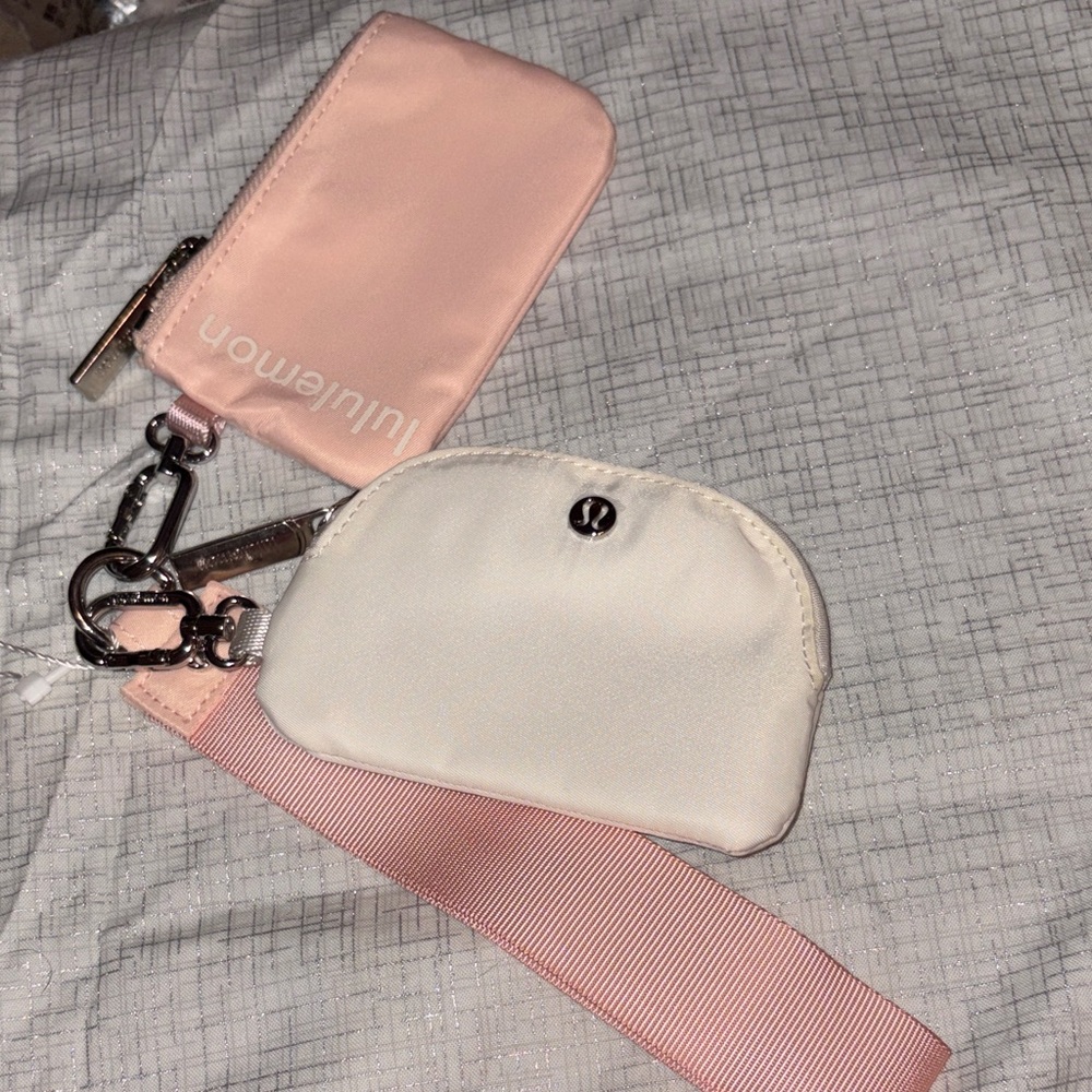 lululemon athletica Pink & Cream Mini Pouch Set with Strap
